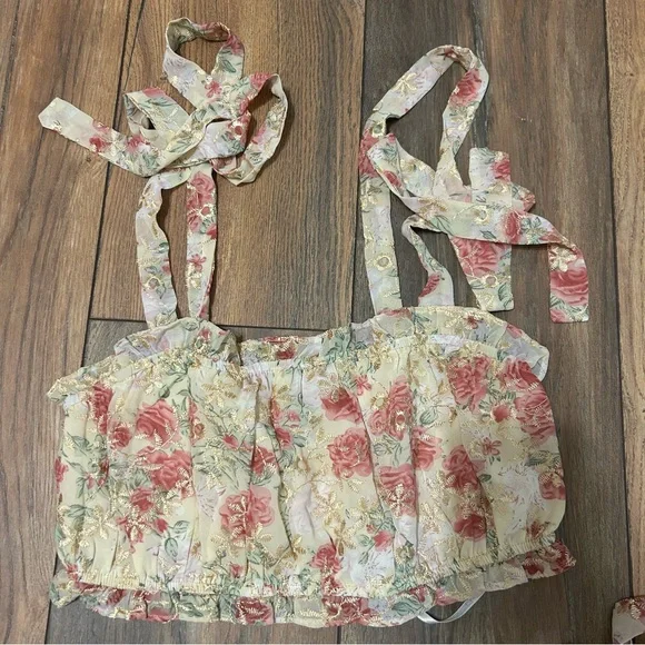 NWT Lulus Going Bloom Cream Skirt Set - Picture 6 of 7